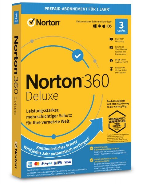 Norton 360 Deluxe 3 Geräte 1 Jahr 2024 - ESD