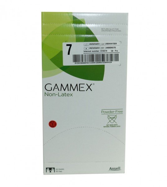 Ansell Gammex - sterile Operationshandschuhe - Neopren puderfrei - Größe 7 - Grün - 50er Pack