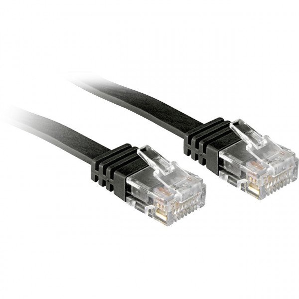 RJ45 Netzwerkkabel Patchkabel - Flachbandkabel CAT 6 U/UTP 3 Meter - Schwarz